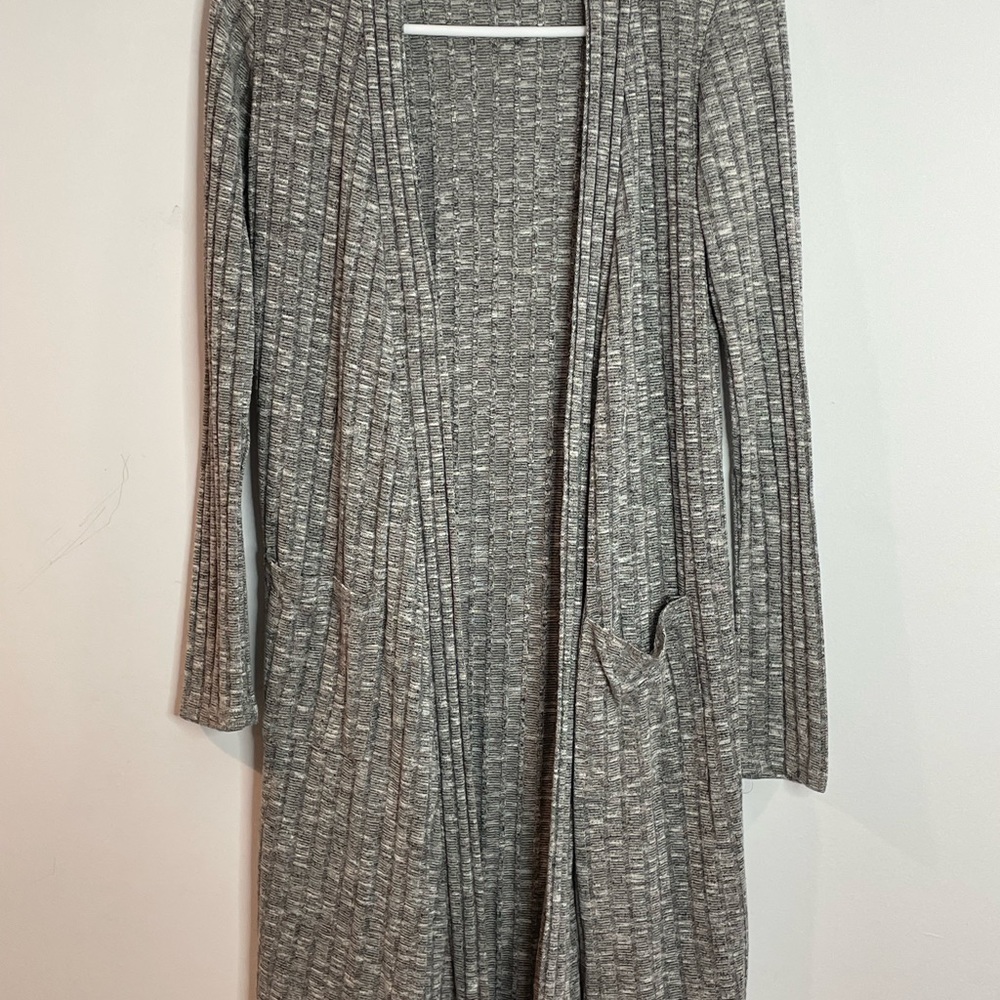 JM Fleurette Sweater Casual Open Front Draped Cardigan Gray Lightweight Size S